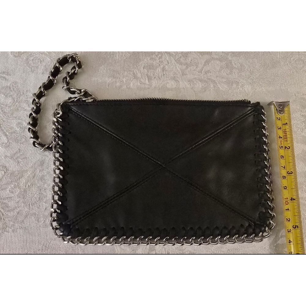 Urban Outfitters Deena & Ozzy Clutch Wristlet Black Leather Chain Handle